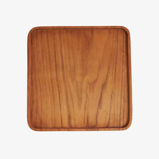 Τετράγωνο Πιάτο Teak Square Φυσικό Ξύλο Pgsi0094 Xs