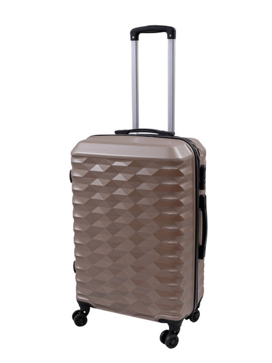 Hard Travel Suitcases Champagne with 4 Wheels Set of 3 Pieces