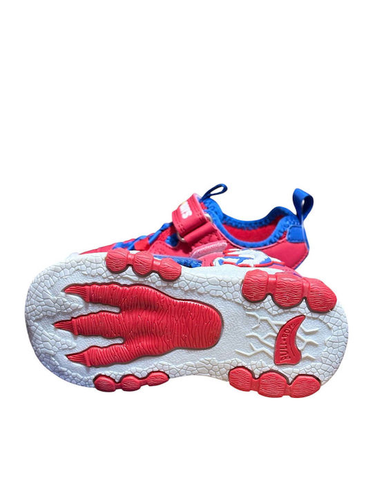 Sandals with Hoop & Loop Closure and Lights Red