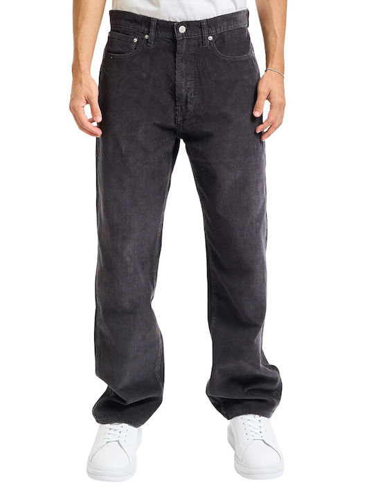 568 Ανδρικό Παντελόνι Τζιν με Loose Straight Εφαρμογή Black