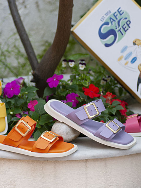 Leather Women's Flat Sandals Purple