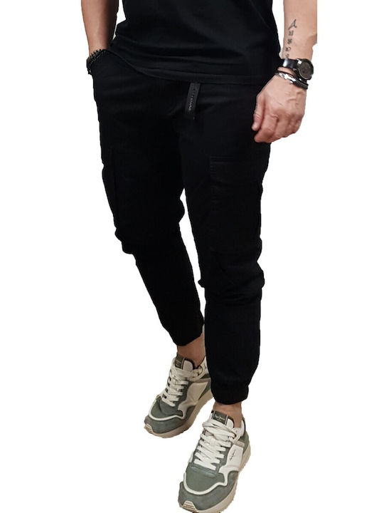 Elastic Cargo Trousers Black