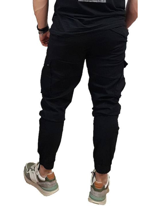 Elastic Cargo Trousers Black