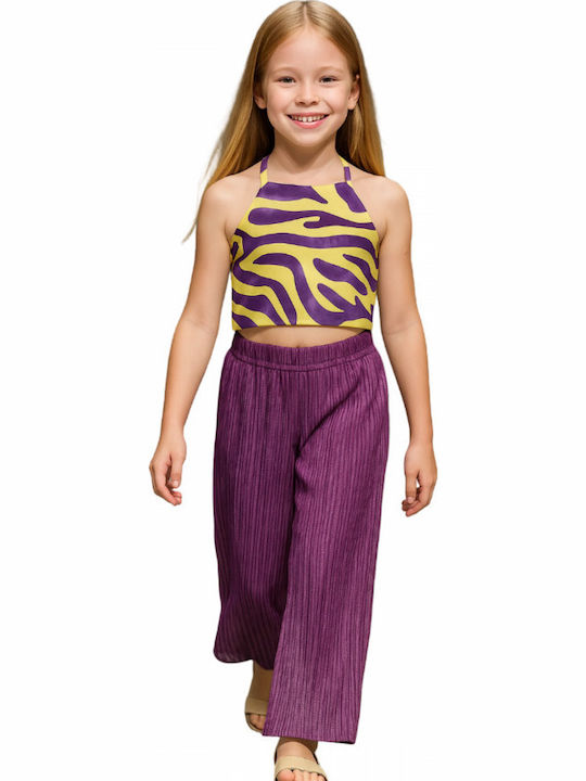 Serafino Bluza Pentru Copii Fără Mâneci Violet-Galben Serafino Bluza Pentru Copii Fără Mâneci Violet-Galben