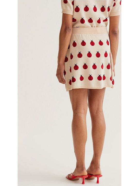 High Waist Mini Skirt Beige