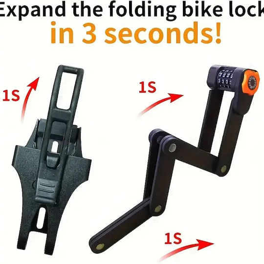 Bicycle Frame-mounted Anti-theft Lock Zola Foldable Combination Lock System Plastic 83 Cm Length Black