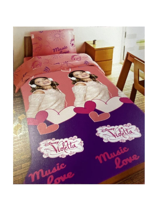 Limneos Σετ Σεντόνια Μονά Βαμβακερά Violetta Ροζ-φουξια 160x270cm