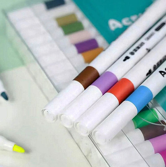 Set 60 Markere Acrilice Zola Vârf Precise Hârtie Piatră Sticlă Ceramică Lemn Materiale Textile Pânză Uscare Rapidă Multicolor