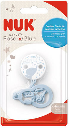 Nuk Алуминиева Верига За Биберон Baby Rose & Blue От Пластмаса Elephant - Бебешко Синьо Светлосиня