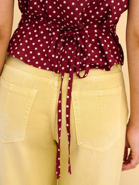 Sleeveless Women's Shirt Spice Red Polka Dot