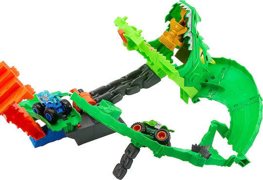 Hot Wheels Dinosaurs Track Monster Truck Track Sharks vs Dinosaurs Dragon Race 1:64 for Ages 4+