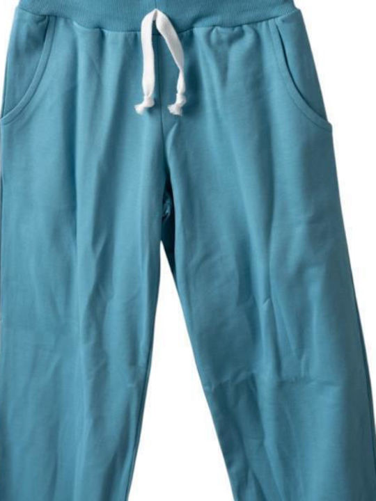 Kids Sweatpants Set White Petrol Blue
