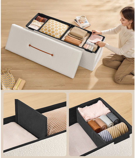 Bench Stool with Storage Space Wooden Ecru 110x38x38cm