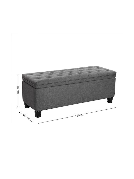 Bench Stool with Storage Space Wooden Gray 118x45x45cm