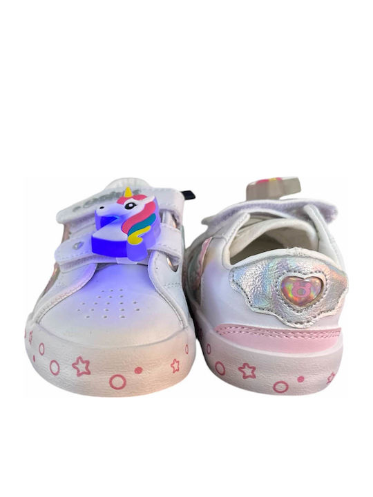 Kids Sneakers with Hoop & Loop Closure and White Lights