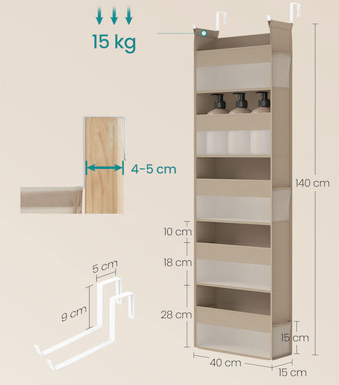 Songmics Door Hanger Metallic 5 Slots 40x15x140cm