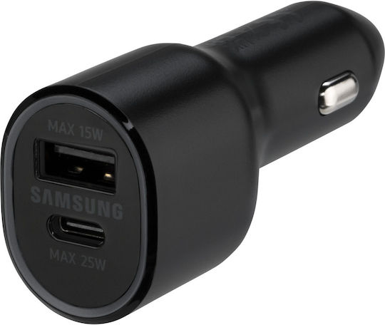 Samsung Φορτιστής Αυτοκινήτου 40W με Θύρες: 1xUSB 1xType-C Μαύρος