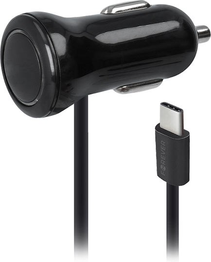 Forever M01 Încărcător Auto 2.1A cu un Port: 1xUSB împreună cu Cablu Type-C Negru Culoare