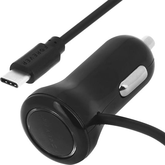 Forever M01 Încărcător Auto 2.1A cu un Port: 1xUSB împreună cu Cablu Type-C Negru Culoare