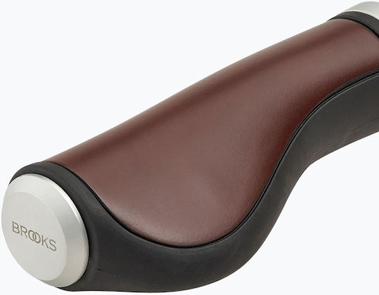 Brooks England Ergonomic Leather Handlebar Grips Brown Size 100/130 Mm