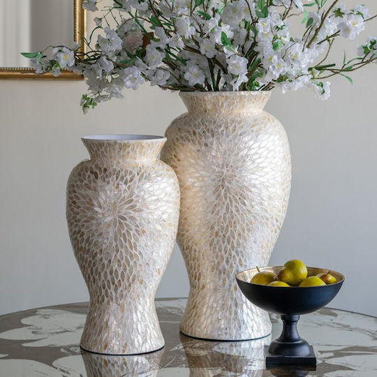 Artekko Διακοσμητικό Βάζο Μπαμπού Ivory Εκρού 34x34xΥ61cm
