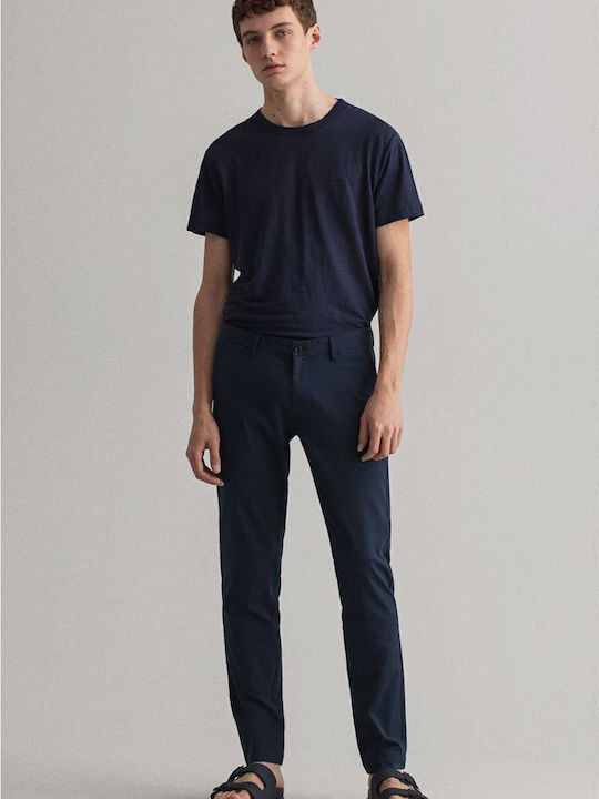 Hallden Παντελόνι Chino Ελαστικό σε Slim Εφαρμογή Μπλε