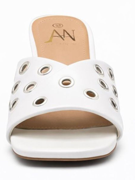 Mules with High Heel in White Colour