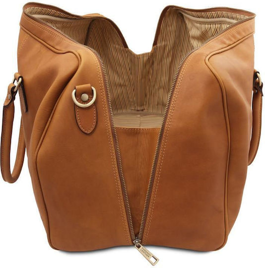 Tuscany Leather Σακ Βουαγιάζ Μπεζ από Δέρμα