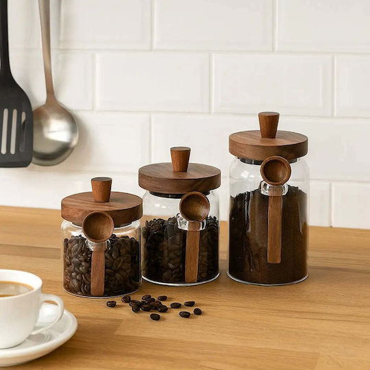 Phos & Gaia Jar for Coffee Tea Sugar with Airtight Lid Glass Transparent 900ml