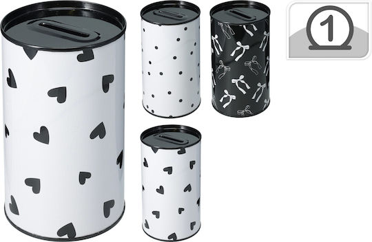 Metallic Cylinder Money Box Black and White Designs