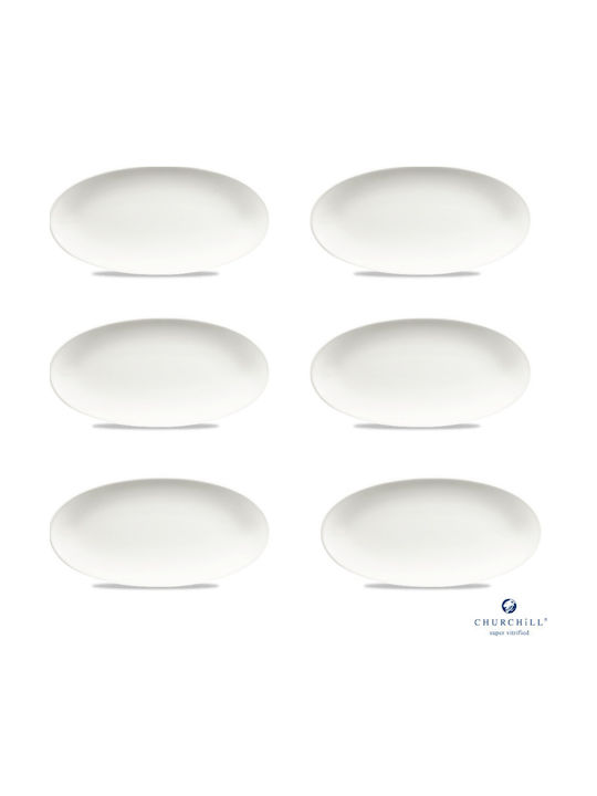 Churchill 1795 Oval Serving Platter Made of White Porcelain 29.9x15cm 6 Pieces