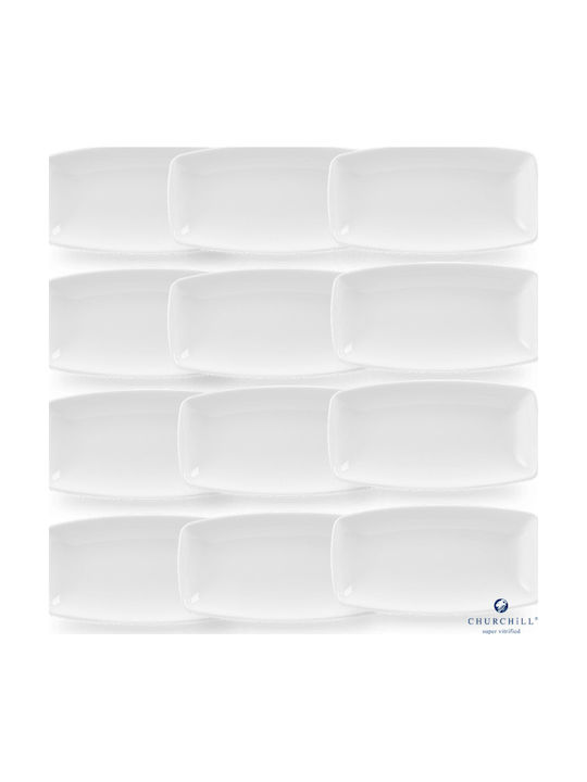 Churchill 1795 Rectangular Porcelain White Serving Platter 29.5x14cm 12 Pieces
