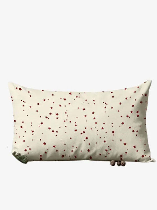 Christmas Pillow Case 50x30 Natural Cotton Stars Pghd0136