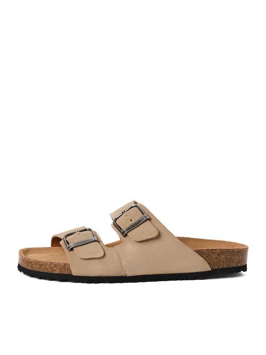 Leather Men's Sandals in Beige Colour