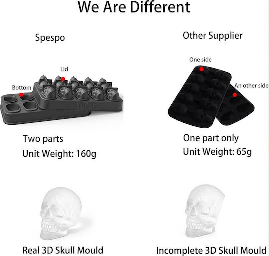 Formă Pentru Cuburi de Gheață Craniu din Silicon cu Capac Maro 1000-42300103 10 Bucăți