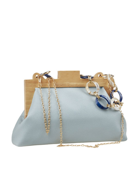 Stoff Damen Schultertasche Hellblaue