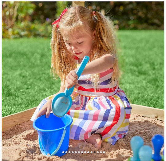 Căsuță Căsuță în Copac Din Lemn Acoperiș Albastru Sandbox Scară+Verandă Minunată Tobogan