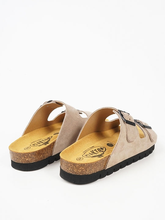 Leather Men's Sandals in Beige Colour