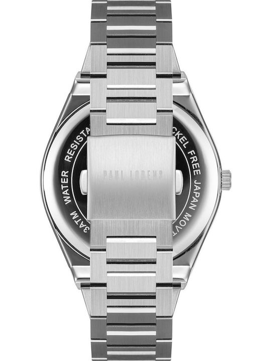 Paul Lorens Мъжки Часовник 43mm На Батерия със Сребриста Метална Гривна