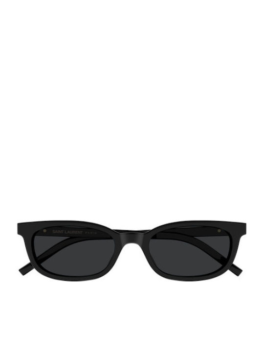 Ysl Woman Sunglasses With Black Horn-Rimmed Frame And Black Lens