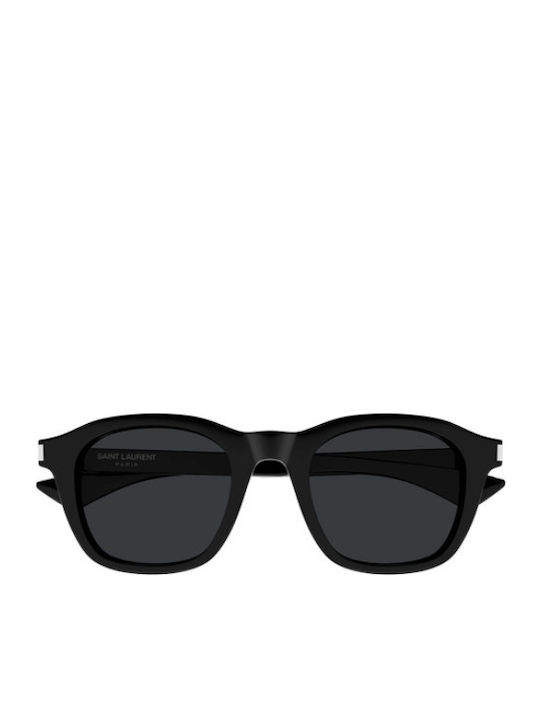 Ysl Unisex Sunglasses with Black Horn-Rimmed Frame and Black Lens