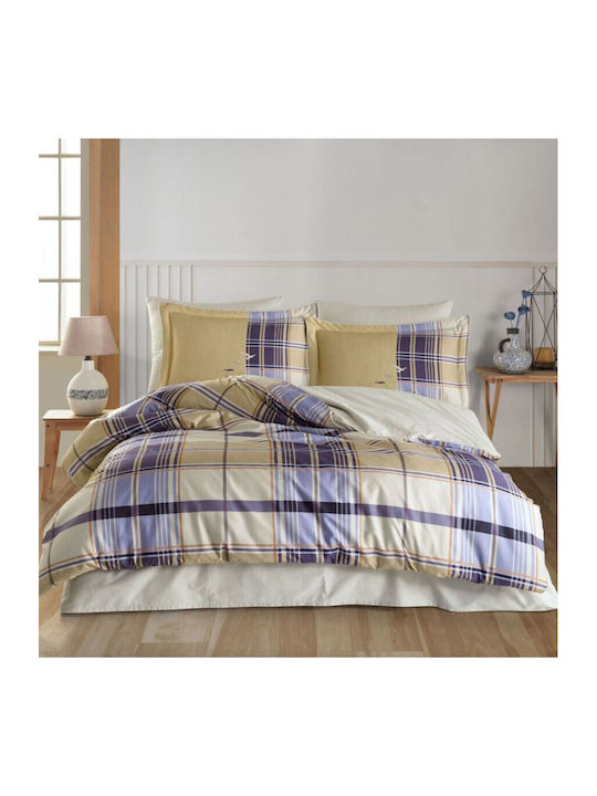 Hobby Home Set Huse Pentru Pilote Bumbac 200x220cm Dublu Cu 2 Fețe De Pernă & 1 Cearceaf Bej