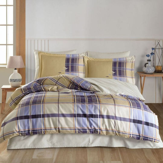Hobby Home Σετ Παπλωματοθήκη Βαμβακοσατέν 200x220cm Διπλή με 2 Μαξιλαροθήκες & 1 Σεντόνι Μπεζ