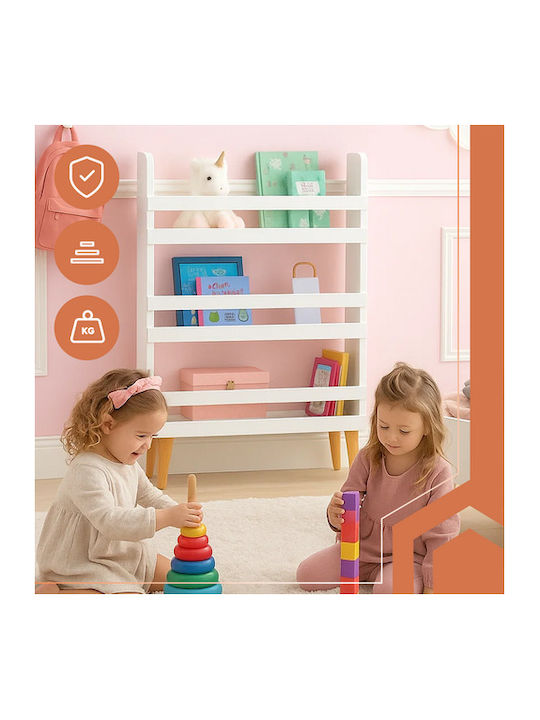 Bibliotecă de Pardoseală din Lemn Albă 95x15x50cm