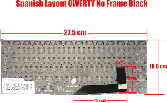 Spanish Laptop Keyboard Apple Macbook Pro 15 Retina A1398 Mid 2012 2015 Mc975 Mc976 Md831 Me664 Me665 Me293 Me294 Es No Frame Black Code 40259esnofr