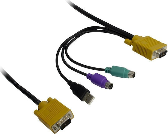 Inter-Tech 88887213 Comutator KVM și de Date cu USB / PS/2 / VGA