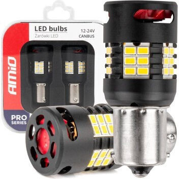 AMiO Lămpi Auto P21W / R10W / R5W / BA15S Canbus LED 6000K Alb Rece 12-24V / 12V / 24V 2 Bucăți