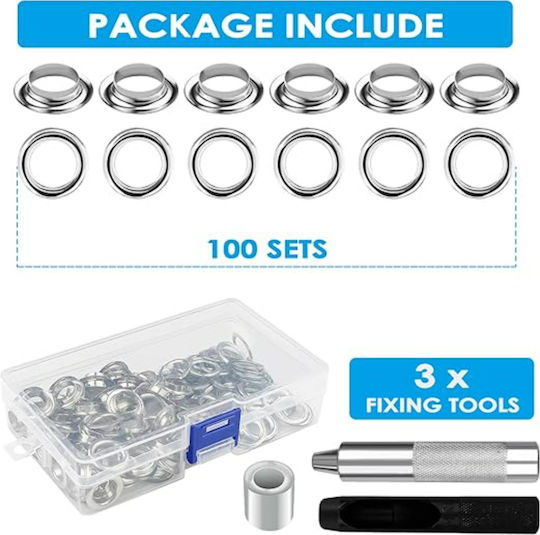 Kit 100 Capace Metalice Dispozitiv De Fixare Pentru Perforator Diametru Exterior 20 Mm Diametru Interior 12 Mm Înălțime 4.5 Mm Cutie De Depozitare Din Oțel Carbon