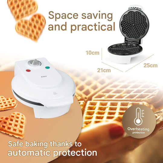 Bomann WA 5018 CB Βαφλιέρα για Βάφλες Καρδιά 1200W White