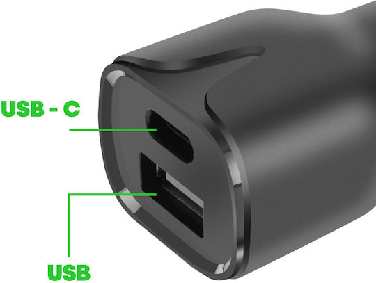 Avizar Set Car Accessories Grill Holder Usb-c/usb-a Car Charger Black